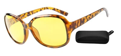 I-SENTIAL Womens Polarised Anti Glare Night Driving Glasses Yellow HD Vision Lens & Case