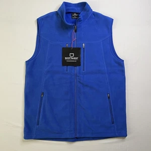 SCOTTeVEST Fireside Fleece Vest Mens Large Blue Pockets Full Zipper NWTs - Picture 1 of 18