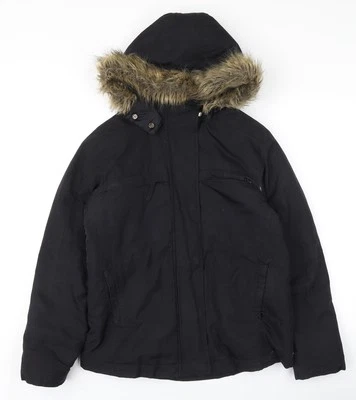 Chaqueta acolchada negra con capucha Alfani para mujer, talla S Foto 1 de 4