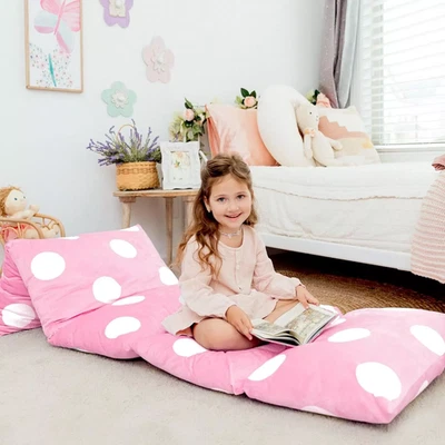 Butterfly Craze Floor Pillow Case Lounger Cover, Polka Pink - Image 1 of 2