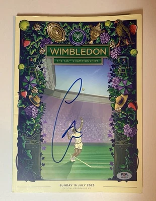 Carlos Alcaraz Firmado 2023 Programa Finales Wimbledon PSA/DNA Auto Tenis España Foto 1 de 3
