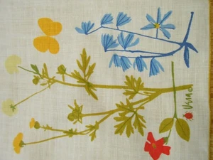 Vintage Vera Neumann FLORAL 100% Linen FINGERTIP Tea Towel - Lady Bug - Picture 1 of 3