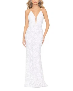 Aqua Meerjungfrau-Kleid mit Pailletten und tiefem Ausschnitt, weiß, 6 - Bild 1 von 6