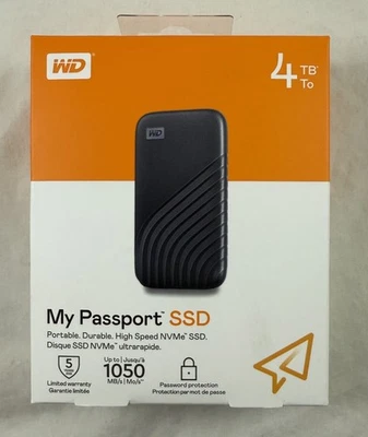 WD My Passport SSD 4TB (Faster NVMe USB 3.2 Model) Portable Drive WDBAGF0040BGY - Image 1 of 4
