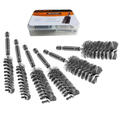 Cepillo de 6 piezas de diámetro de alambre para taladro, limpiador de tubos de cobre de acero inoxidable de 1/2” 3/4” 1” Foto 1 de 4