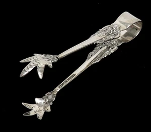 WALLACE GRAND BAROQUE STERLING SILVER 4 1/2" SUGAR TONGS - Picture 1 of 3