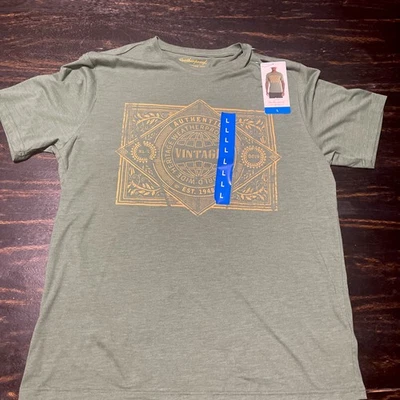 Camisa Vintage Impermeable Adulto L Verde Gráfico Camiseta Manga Corta Para Hombre Foto 1 de 3