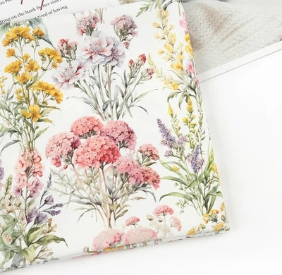 Bonita tela estampada de ramo de flores hecha en Corea por media yarda Foto 1 de 4