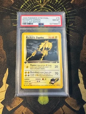 Pokemon Rocket's Zapdos 15/132 Gym Challenge 1st Edition Holo Vintage PSA 8 - Image 1 of 2