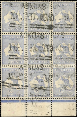 Australia Scott #48 Watermark 10 Block  of 9 Used VF Stamps Foto 1 de 2