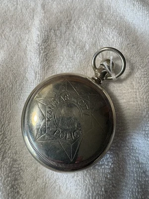 Elgin 7 Jewel 294 Kansas City Police Nickel silver Pocket Watch working AWC co - Image 1 of 4