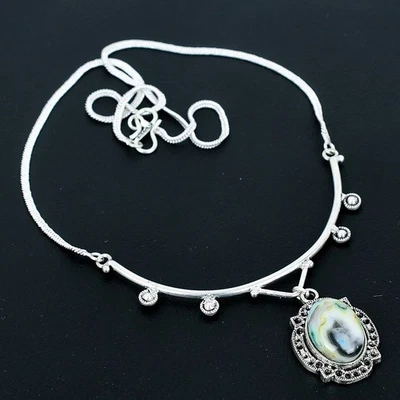 Collar hecho a mano Crazy Lace Ágata enchapado en plata 925 de 18" Foto 1 de 3