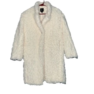 Girls Sz. L(10/12) Full Shaggy Coat. Ivory/black Lining. ART CLASS Brand. Long. - Picture 1 of 12