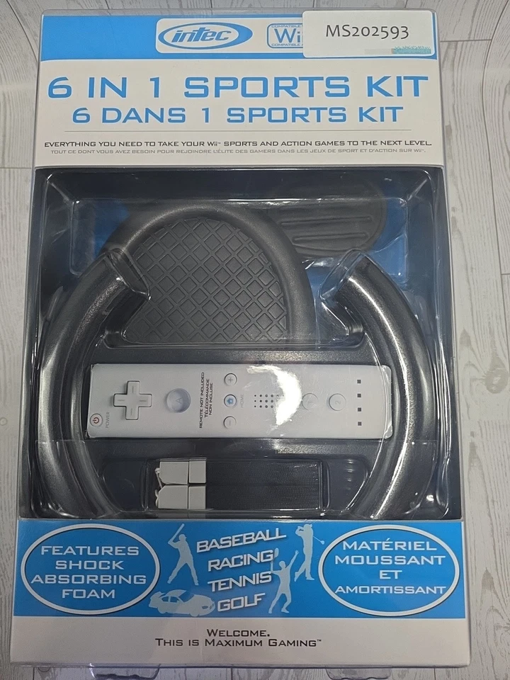 Wii 6 In 1 Sports Pack Kit Golf Baseball Tennis Racing Wheel Straps New In Box - Image 1 of 4