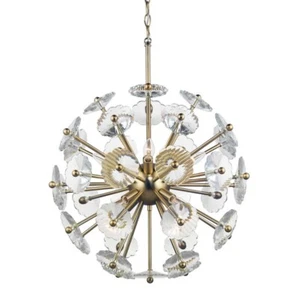 Floret 8-Light Satin Brass Chandelier With Clear Crystal Accents - Picture 1 of 5