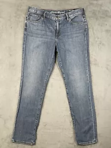 Jeans Eddie Bauer donna 10 blu lavaggio chiaro vita alta fidanzato slim - Foto 1 di 11