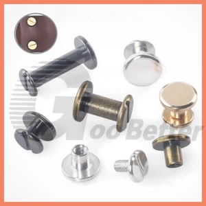 Flat Belt Screw Leather Craft Nail Brass Solid Rivet Stud Heads 6 8 9 10 12mm - Picture 1 of 27