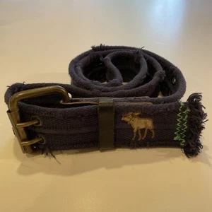 ABERCROMBIE BOYS size 16 fabric woven adjustable buckle Wide belt blue Logo - Picture 1 of 5