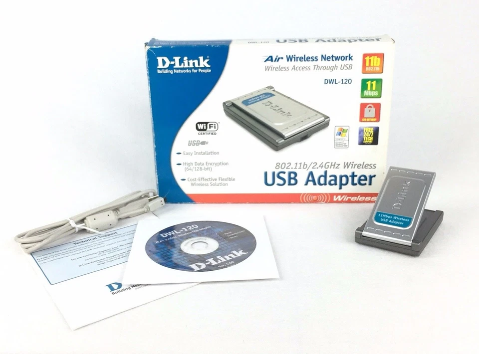 D-Link DWL-120 Wireless-B USB Adapter 802.11b/2.4 GHz - Image 1 of 4