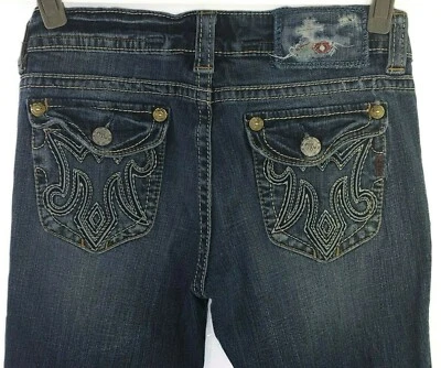 MEK Easter Island Cigarette Jeans Womens Size 29 Splatter Distressed Flap Pocket - Image 1 of 4