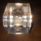 1 3/4” lucite cube 1975 penny paper weight  14O 5 Coin