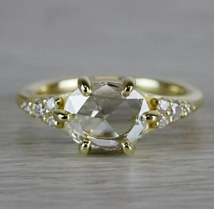 Anello di Fidanzamento Solitario 2,32 Ct Ovale Moissanite Creato in Laboratorio Placcato Oro Giallo - Foto 1 di 6