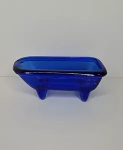 Lock Haven PA Souvenir Cobalt Blue Glass Bath Tub Antique Vintage Collectible - Picture 1 of 24