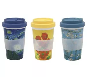 OFFICIAL VAN GOGH ART WORK RPET RECYCLED PLASTIC TRAVEL MUG CUP - Picture 1 of 4