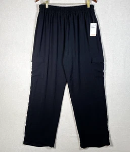 COMO VINTAGE Dress Pants Womens 1X Black Elastic Waist Lightweight Cargo Pockets - Picture 1 of 11