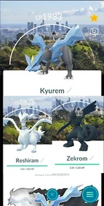 Kyurem,Reshiram,Zekrom with los angeles background | Pokemon Trade Go ✨ - Picture 1 of 5