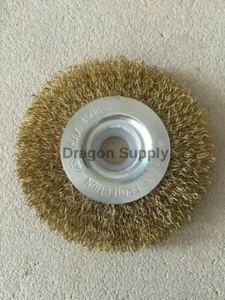 New 4" Crimped Brass Flat Wire Wheel Brush FOR Bench Grinders w / 5/8" Arbor - Bild 1 von 2