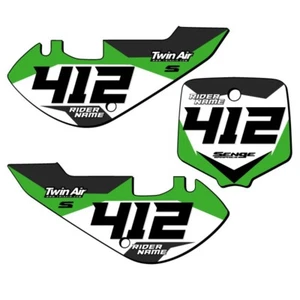 KX 65 SG63 Custom MX Number Plates Senge Graphics Kit Compatible with Kawasaki - Foto 1 di 4