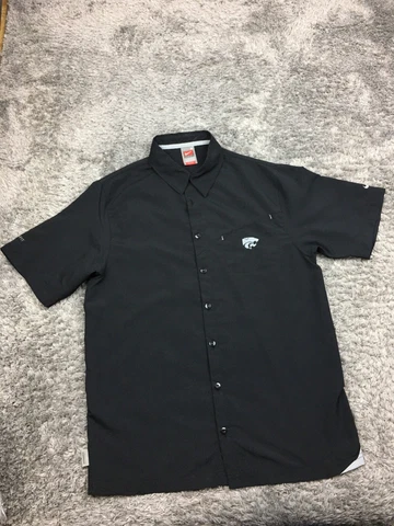 K-State Button Up Shirt Mens Size Small Black Nike Short Sleeve Vintage Wildcat Cover