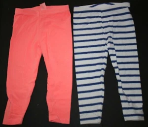 New Carter's 7 year Girls 2 Pack Pairs Leggings Orange & White / Blue Stripes - Picture 1 of 2