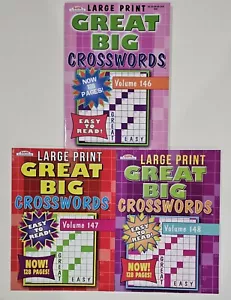3 Large Print Great Big Crosswords Puzzle Books Vol# 146-148 Word Hobby Games - Imagen 1 de 6