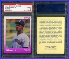PSA 9 1989 Star Ad Cards Purple #NNO Ken Griffey Jr. RC POP24 Only Eleven↑