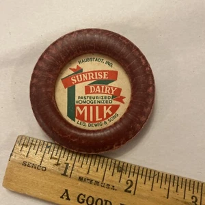 Vintage Sunrise Dairy Haubstadt Indiana Milk Cap Lid Leo Dewig & Sons - Picture 1 of 2