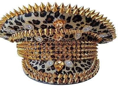 Military style Hat for; stage, drum major, cosplay with asserted Sequins, Spikes - Image 1 of 4