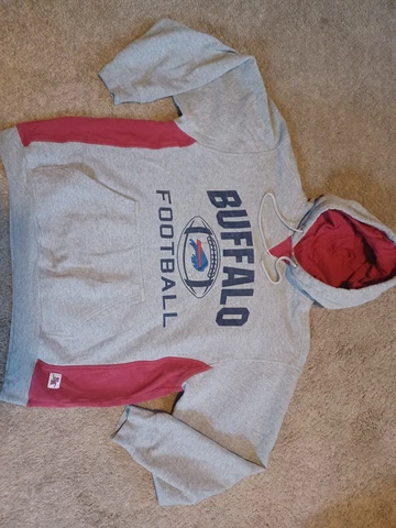 Vintage Buffalo Bills Hoodie  Sweatshirt Adult Large Sportco Authentic Cover