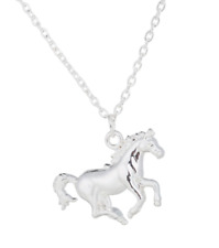 Kinder Schmuck Silber Kette Pferd Fohlen Halskette Mädchen Gliederkette Horse