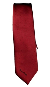 Oscar De La Renta Men's Necktie Dark Red Blue Spotted Classic - Picture 1 of 4