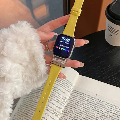 PU Leather Watch Band Strap with Heart Diamonds For Apple Watch Series 10/9/8/7 - Image 1 of 4