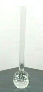 9.25", Hand Blown, Clear Glass, Bud Vase, with Bullicante Weighted Bulb Base - Picture 1 of 7