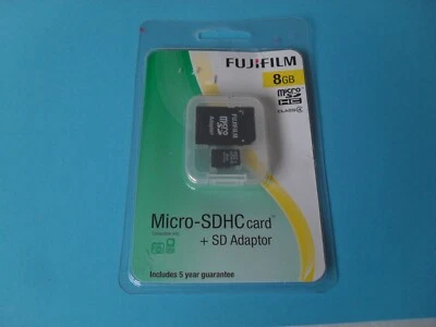 FUJIFILM MICRO-SDHC CARD & SD ADAPTOR - 8gb class 4 NEW AND SEALED - Image 1 of 2