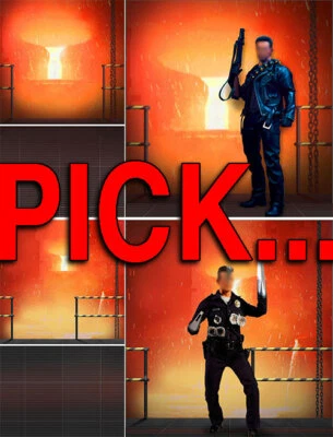 DIORAMA POSTER BACKDROP~TERMINATOR FORGE~FOR HOT TOYS 1/6 FIGURE T-800 DX13 DX10 - Image 1 of 2