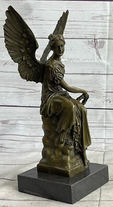 Estatua Escultura Nike de 12" de Alto Ángel Francés de Bronce Real con Espada Victoria Alada - Imagen 1 de 10