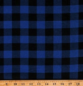 Flannel Buffalo Plaid Royal Blue Black PRT Flannel Fabric Print by Yard D275.29 - Picture 1 of 1