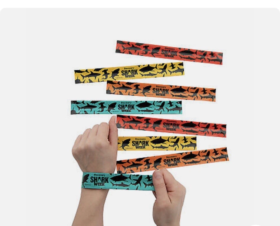 Shark Week Slap Bracelets, Birthday, Jewelry, 12 Pieces - Image 1 of 1