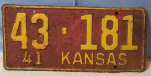 1941 Kansas Antique License Plate 43 - 181 Garage Wall Art #4jb - Picture 1 of 2