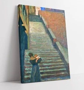 FUJISHIMA TAKEJI, "AROUND THE CAMPIDOGLIO" -DEEP FRAMED CANVAS WALL ART PRINT - Picture 1 of 2